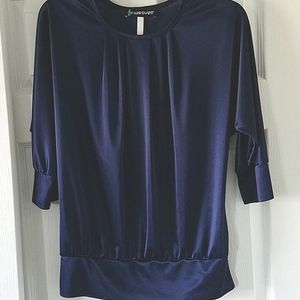 Silk-like navy blue blouse